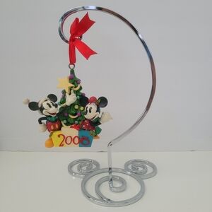 Disney Mickey Mouse Christmas Tabletop Ornament Hanger Hook Display Stand Silver
